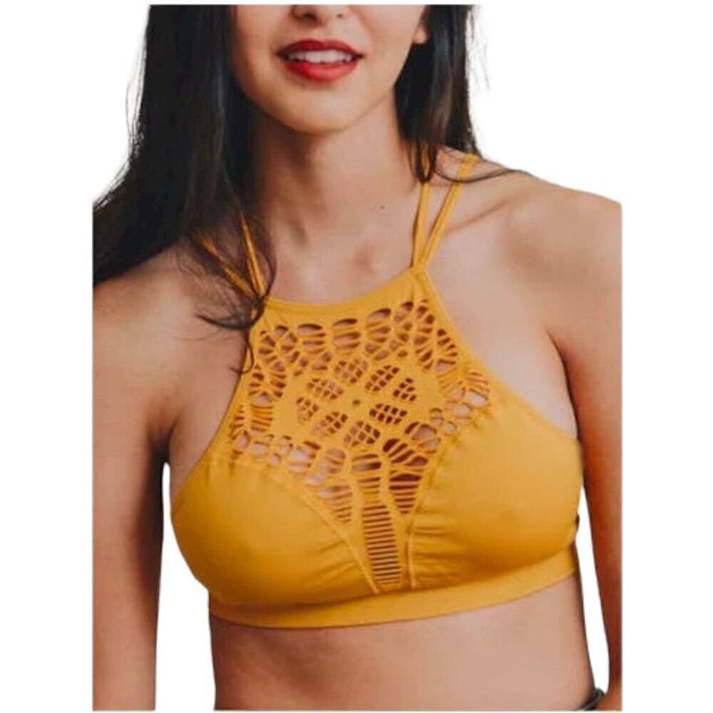 Women's Mustard Yellow Seamless Laser Cut Bralette Size M